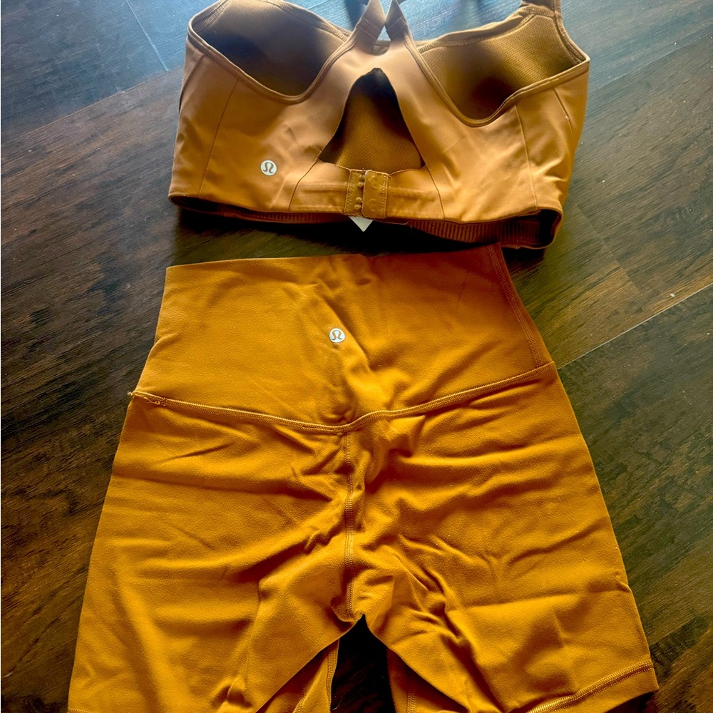 Lululemon Brown Sports Bra and Shorts Set